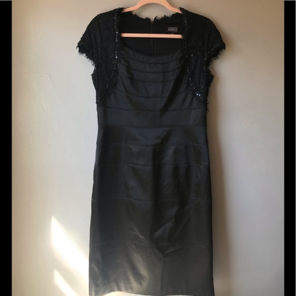 Adrianna Papell black with sequins and lace dress
